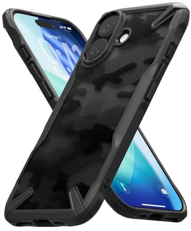 Ringke for iPhone 17 Case, Fusion-X (Camo Black) | Heavy Duty Protection, Shockproof X-Frame, Non-Slip Side Grip, Individual Camera Cutouts