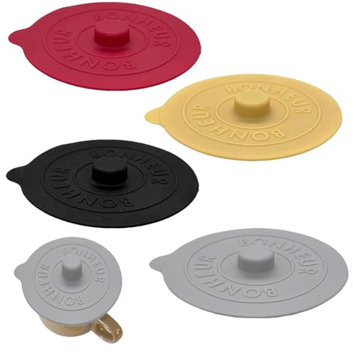 4-Piece Silicone Drink Lids with Handles, Universal Spill-Proof Covers for Coffee Mugs and Tea Cups, Hot & Cold Beverages