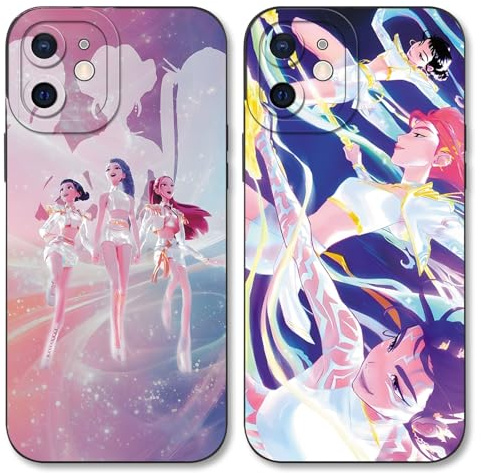 TBNMBGY 2 Stück Handyhülle für iPhone 12 6,1 Hülle, Silikon Weiche TPU Schutzhülle mit Kpop Hunters Idol Zoey Rumi Mira Cartoon Character Muster Fallschutz Kameraschutz Mädchen Case,Manga
