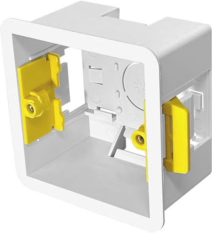 Evoges 1 Gang Dry Lining Back Box 47mm | Deep Electrical Wall Box for Plasterboard | Fast-Fit Design (Pack of 1)