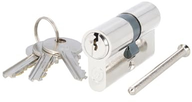 MS Beschläge Profilzylinder Messing vernickelt – Sicherheits-Türzylinder mit 5-Stift-System, inkl. 3 Schlüsseln - Doppelzylinder Schließzylinder Zylinderschloss (verschiedenschließend, 30/30mm)
