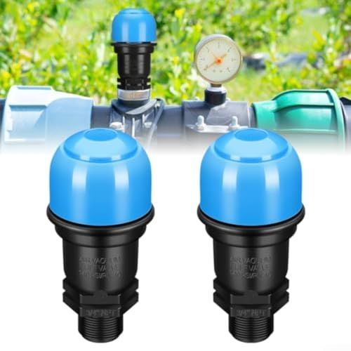 2er-Pack Bewässerungs-Luftablassventil 3/4 Zoll mit Außengewinde, aus PP-Material, entwickelt, um automatisch Luft zu entlüften und einen gleichmäßigen Wasserfluss zu erhalten (2,5 cm)