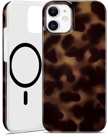 Jusy Magnetic Case for iPhone 11 [Compatible with MagSafe] Amber Tortoise Shell Pattern Aesthetic Design, Soft Slim TPU Protective Phone Cover - Brown