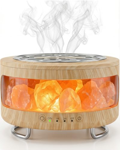 BZGG 2-in-1 Aroma Diffuser & Salzkristall Lampe - 300ml Ultraschall Duftdiffusor mit 7 Farben LED Licht, Timer, leiser Luftbefeuchter-Funktion für ätherische, Ideal für Schlafzimmer,Büro,Hell