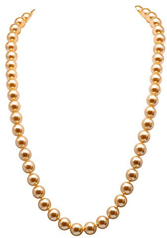 JYX Perlenkette Echte 12 mm Runde Golden Südsee Muschel Perlen Halskette für Damen 70 cm