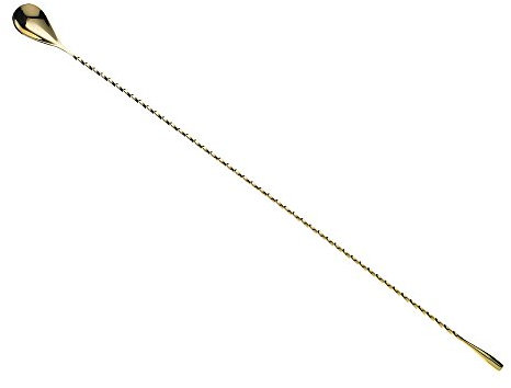 Barfly Bar Spoon with Teardrop End, 19 5/8 (50.0 cm), Gold Plated, Stainless Steel, 50.04 x 2.54 x 1.27 cm