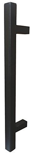 Stoßgriff eckig Türbeschlag Antik schwarz Schmiedeeisen - Modell 1882 | Gesamtlänge 500 mm | Stangengriff im Landhaus-Stil | Gusseisen massiv | 1 Stück - Haustür-Griff inkl. Befestigungsmaterial