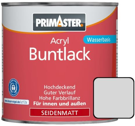 Primaster Acryl Buntlack 375ml Lichtgrau Seidenmatt Wetterbeständig Holz&Metall
