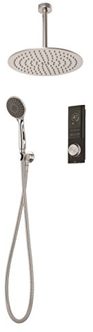 Triton Showers Home Digital Mixer Shower - Circular - 2 Outlet All-in-One Ceiling Fixed Head with Wall Holder (Pumped)