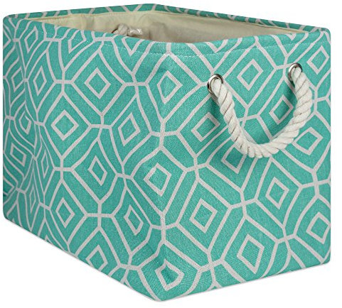 DII Collapsible Polyester Storage Bin, Stained Glass, Aqua, Large Rectangle