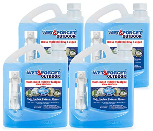 Wet & Forget Outdoor Moss, Mold, Mildew, & Algae Stain Remover Multi-Surface Cleaner, Ready to Use, 64 Fluid Ounces, 4 Pack