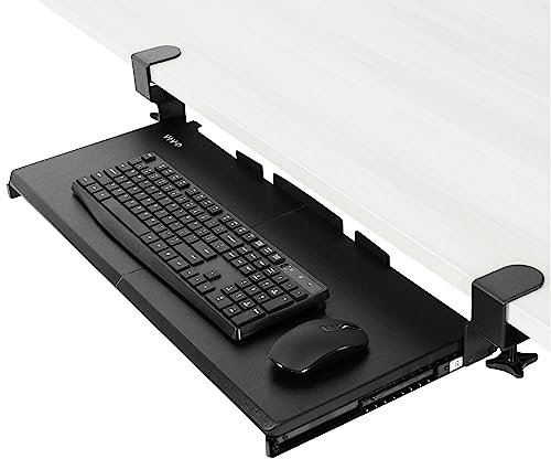 VIVO Large Keyboard Tray Under Desk Pull Out with Extra Sturdy C Clamp Mount System, 69 (84 Including Clamps) x 28 cm Slide-Out Platform Computer Drawer for Typing, Black, MOUNT-KB05E