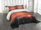 ABAKUHAUS afrikanisch Tagesdecke Set, Sonnenuntergang am Kwando, Set mit Kissenbezügen Ohne verblassen, für Doppelbetten 220 x 220 cm, Orange Schwarz Korallenrot