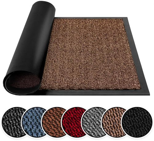 BLADO Washable Door Mats Indoor & Outdoor - Non-Slippery Heavy Duty - Stylish & Large Rubber - Perfect Dust Grabbing Doormats (Brown, 60cm x 80cm)