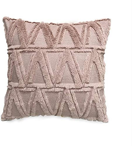 Chenso 2er Set Dekorative Plüsch geometrische Figur doppelseitige Kissenbezug Sofa weiches Muster Bequeme Sofakissenbezug-Dreieck Leder rosa_50 * 50 cm