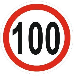 Generisch 1 Stück Aufkleber - Zulässige Höchstgeschwindigkeit 100 km/h (R62/Nr. 100) w (10 x 10 cm)