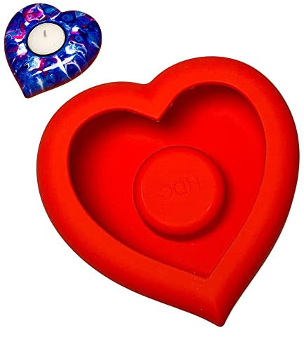 Herzform – Teelichthalter aus Silikon – von Happy Dotting Company – Steinmalerei – Teelichtformen – Valentinstag Basteln – Gipsguss – Punktierende Mandala-Kunst DIY & kreative Projekte
