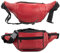 Leder Bauchtasche 7 Fächer Gürteltasche Reißfest Ledertasche Reißverschluss Hüfttasche Outdoor Gurttasche Wandern Reisen Urlaub (Rot)