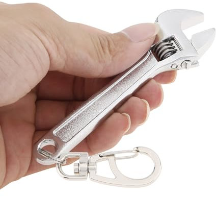 OriGlam Mini Wrench Tool Keychain, Spanner Keyring Pendant, Keychain Creative Mini Adjustable Wrench Key Chain Spanner Key Chain (Silver)