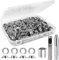 Kit de Herramienta Ojetes Metalicos - 120 Piezas Kit de Arandelas de Ojales de Acero Inoxidable - para Lonas Toldos Cuero Cortinas Telas Remachador Banderas Manualidades Bricolaje