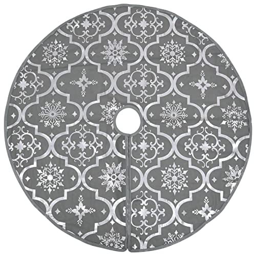 Susany Luxus Weihnachtsbaumdecke mit Socke Christbaumdecke Weihnachtsdeko Weihnachtsbaum Rock Decke Bodenmatte Tannenbaumdecke Grau 90cm Stoff