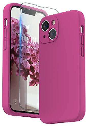 SURPHY Liquid Silicone Case for iPhone 13 mini Case, Individual Protection for Each Lens Shockproof Rubber Full Body Thickened Design for iPhone 13 mini 5.4 inch 2021 (Hot Pink)