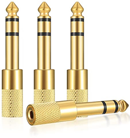 DIUJHUUY 4 Pièces Adaptateur Jack 6.5mm Mâle vers 3.5mm Femelle, Casque Prise Adaptateur Audio Connecteur Stéréo pour Casque, Guitare Électrique, Carte Son, Smartphone