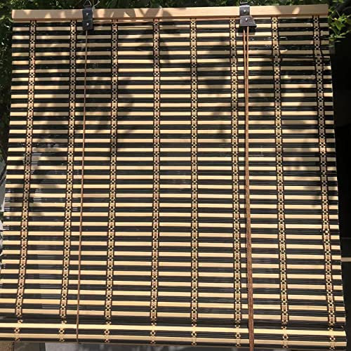 Natur Bambus Rollo Bambusrollo,Japanischer Vorhang aus Bambus,Holzrollos,Verdunkelungs Jalousine,Sonnenschutz und Sichtschutz Seitenzugrollo Für Fenster und Türen,Anpassbar (90x180cm/36x71in)