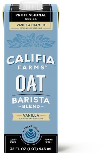 Califia Farms Vanilla Oat Barista Blend Oat Milk, 32 Oz | Non Dairy Milk | Creamer | Vegan | Plant Based | Gluten-Free | Non-GMO
