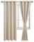 JIUZHEN Vorhänge Blickdicht mit Raffhalter Ösenvorhang Gardinen für Wohnzimmer Verdunkelungsgardinen gegen Kälte und Wärme Schlafzimmer, Biscotti Beige, 2 Stück, 260x140cm(HxB)