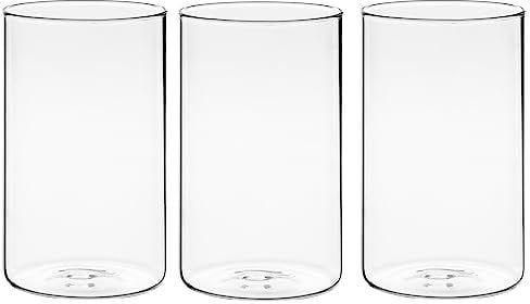 Winter Shore 15 cm Hohe Glasvasen für Tischdeko [3er-Pack] - Gläser für Kerzen, Blumen, Kieselsteine, Muscheln, Perlen & Windlicht Glas - Durchsichtige Glasvase Zylinder - Vasen Hochzeit Tischdeko