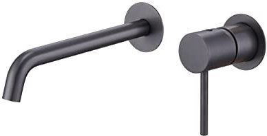 Mice - Grifo empotrado monomando de lavabo con montaje a la pared - grifos empotrados de baño para lavamanos - Color Black Gun Metal - GLM039/BGM - Gris oscuro Satinado - SERIE MONZA