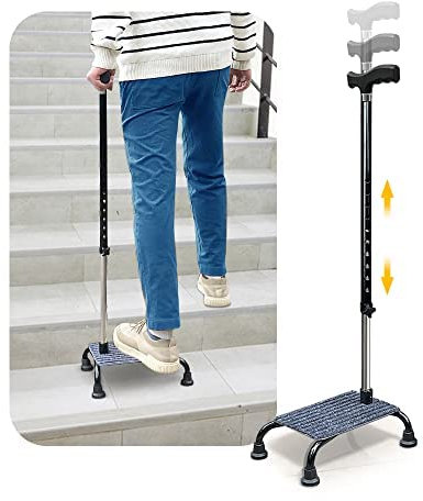 Mybow Treppenstöcke für Senioren, Spazierstöcke mit halber Stufe, Geräte zum Treppensteigen für Senioren, Stehhilfe (Grau)