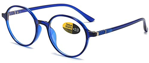 Lanomi Vintage Rund Lesebrille Damen Herren Blaulichtfilter Kunststoff Vollrahmen UV400 Schutz Lesehilfe Sehhilfe Anti Müdigkeit Brille mit Stärke +0,5 bis +4,0 Dioptrien