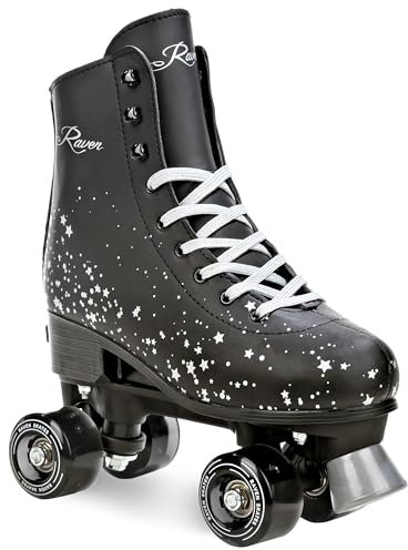 RAVEN Rollschuhe Roller Skates für Kinder Erwachsene Mädchen Damen verstellbar (Noa Black, 39-42 (25-26,5cm))