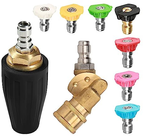 Pressure Washer Turbo Nozzle, 4000 PSI High Speed Rotating Turbo Nozzle, 4.0 Orifice 4.0 GPM with Spray Nozzle Tips 1/4 Quick Connect for Car Garden Cleaning