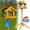 Schwanfeld® Vogelhaus mit Ständer wetterfest [FÜR ALLE VOGELARTEN] - inkl. 500g Vogelfutter - Vogelfutterhaus mit Ständer wetterfest & langlebig - sicheres Futterhaus für Vögel 1,2m hoch (kippsicher)