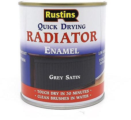 RUSTINS Quick Drying Radiator Enamel Satin - Grey 500ml – Durable, Long-Lasting Finish for Radiators That Stands the Test of Time