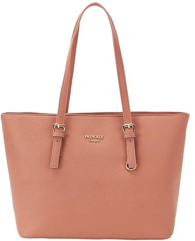 Princely London Shopper Beverly - Stylische Handtasche Damen - Geräumige Shopper-Tasche mit Reißverschluss & Innenfächern (Dunkelrosa, M)