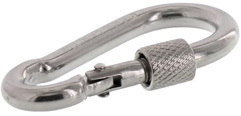 ToniTec Karabinerhaken mit Schraubverschluss 50x5mm Sicherheitskarabiner Edelstahl V4A Schraubkarabiner Schnapphaken Karabiner Silber verzinkt