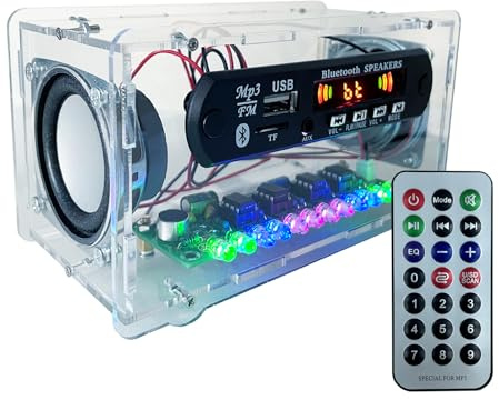 EIELE DIY Blutoth Compatible Speaker Set, Multifunctional Soldering Exercise Kit, Voice Activated Level Indicator, Dual Channel Speaker for Soldering Projects, Transparent Speaker