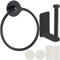 Tahbarshi Self Adhesive Toilet Paper Roll Holder and Hand Towel Ring Set for Bathroom - 304 Stainless Steel with Matte Black Finish - No Drilling Easy Stick On Installation