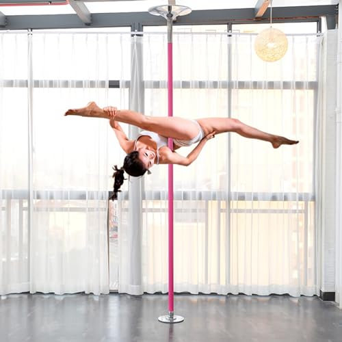 Barre de Pole Dance Montage de Plafond Tournant de Poteau de Danse Rose, Maison Extension Volante de Pole Dance - 45 Mm, Pôles de Strip-teaseuse de Fitness Libre avec Silicone Sans Glissement ( Color