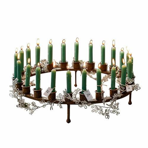 Loberon Kerzenkranz Margarit, 24 Kerzenhalter, in Handarbeit gefertigt, Edelrost-Finish, Weihnachtsbeleuchtung, Weihnachtsdekoration, Weihnachten, Eisen, antikbraun