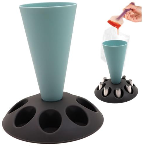Veesper Piping Bag Stand, Pastry Bag Holder, Piping Bag Holder with 8 Slots Nozzles Holder, Plastic Pastry Bag Stand for Cake Decorating Kit, Baking Accessories,Piping Bag Stand, Piping Bag Holder