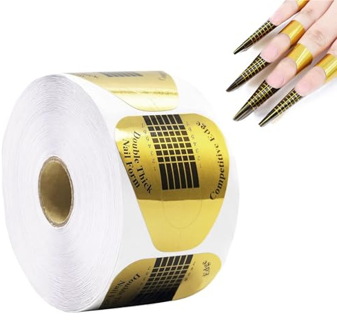 500 Pcs Nail Forms Gold Horseshoe Nail Extension Guide Paper Forms for Builder Gel, Polygel, Acrylic Nails