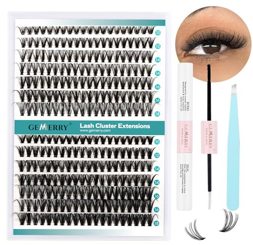 GEMERRY Extension Cils Kit Faux Cils 30D Extension de Cils Bouquet Cils individuel Natural D Curl 10-18mm avec Colle et Scellements Applicateur Pince DIY Kit Faux Cils(30D-D-10-18mm-Set)
