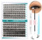 GEMERRY Extension Cils Kit Faux Cils 30D Extension de Cils Bouquet Cils individuel Natural D Curl 10-18mm avec Colle et Scellements Applicateur Pince DIY Kit Faux Cils(30D-D-10-18mm-Set)