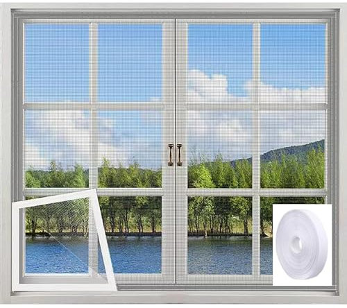 Zanzariera Finestra Adesiva Universale Con Velcro Incluso, Zanzariera Per Finestra 130x150cm Ritagliabile e Traspirante, Zanzariera Adesiva Resistente, Regolabile Per Le Finestre Fino a 130x150cm