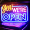 DAKABUKA Yes We are Open Panneau néon LED à intensité variable alimenté par USB pour magasin d'affaires, café, hôtel, restaurant, bar (42 x 28 cm)
